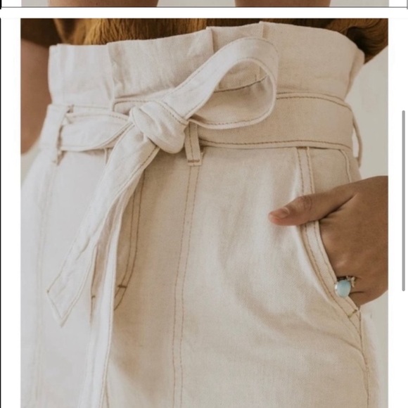 FREE PEOPLE Splendor in the Grass Oatmeal Skirt Tie Waist Size 0 - Picture 2 of 10